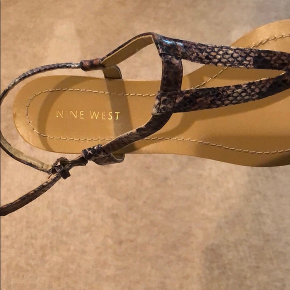 NINE WEST Natural Snake effect Leather Sandals - Picture 3 of 4